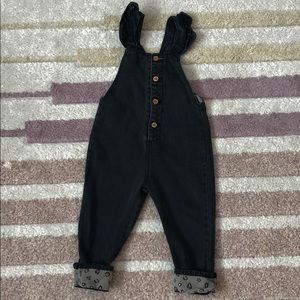 Zara Baby Denim Overalls, Ruffle Straps & Leopard